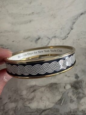 New York Yacht Club x Halcyon Days Enamel Bangle Bracelet with Braided Rope
